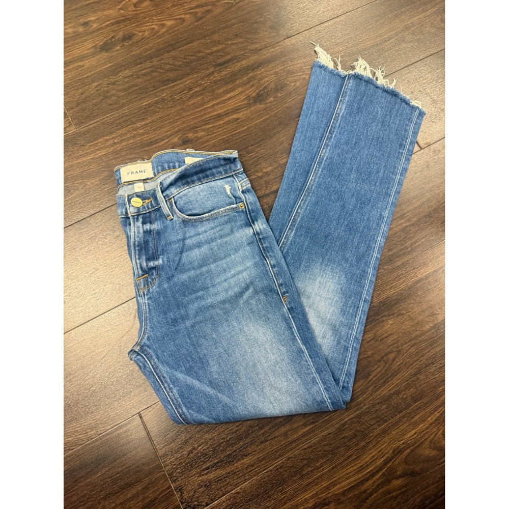 FRAME Le High Straight Raw Hem Distressed Jeans – Size 26